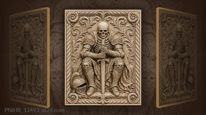 Armored skeleton with crossed sword 3d STL model