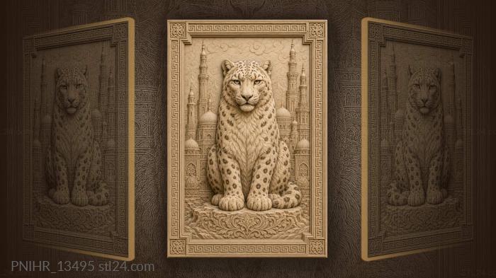 Snow leopard and ancient city 3d STL model