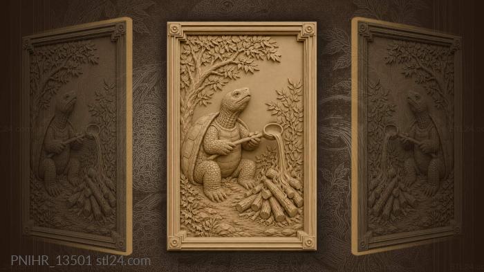 Turtle with ladle and firewood 3d STL model