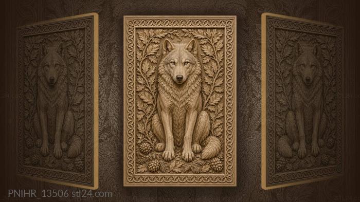 Wolf among pine cones 3d STL model