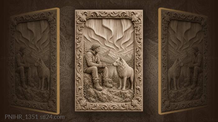 Man with wolf northern lights vista 3d STL model
