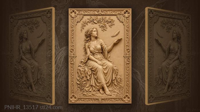 Woman with a letter and a floating feather 3d STL model