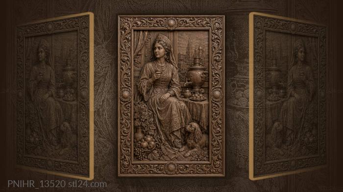 Tea by the samovar with a little dog 3d STL model