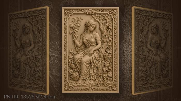 Woman among vines and leaves 3d STL model