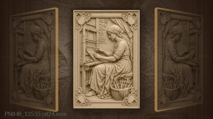 Basket of bobbins at her feet 3d STL model