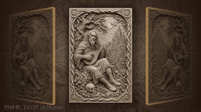 Lute player beneath moonlit castle 3d STL model