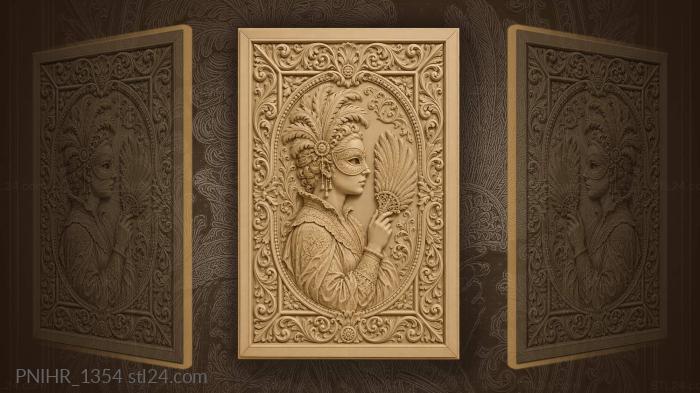 Masked figure with feathered fan 3d STL model