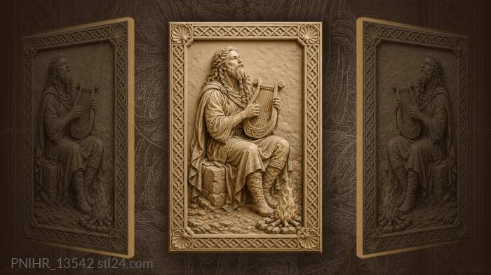 Bard with lyre by campfire 3d STL model