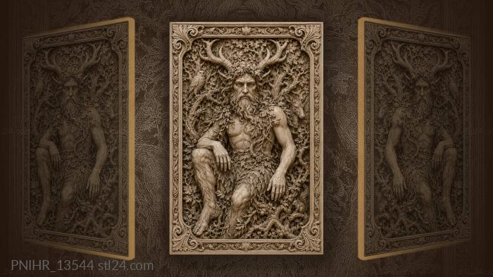 Horned forest master among berry branches 3d STL model