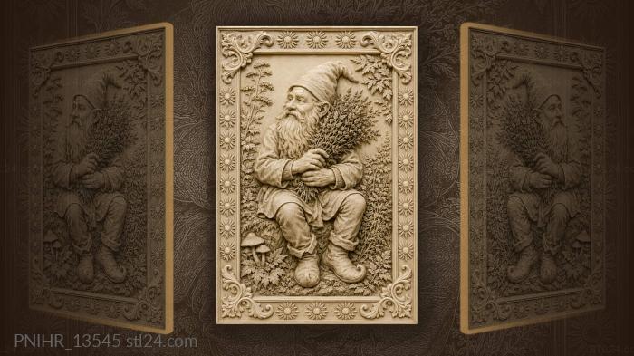 Gnome with herbs sunburst frame 3d STL model