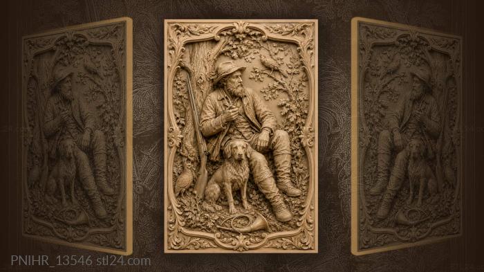 Pipe smoker with dog and birds 3d STL model
