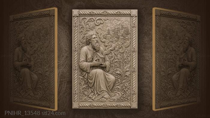 Old man with home in hands 3d STL model