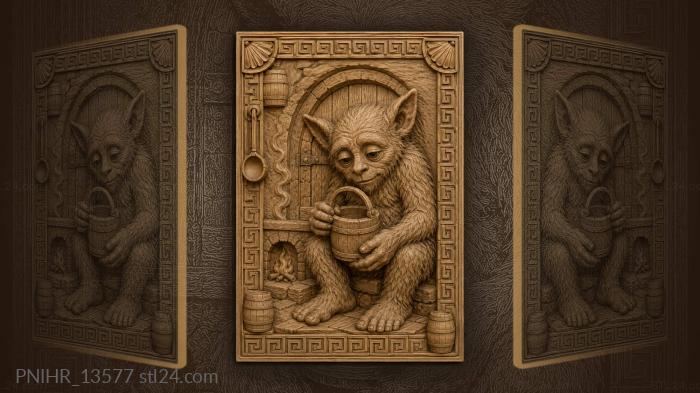 Furry dweller with a pail by his door 3d STL model