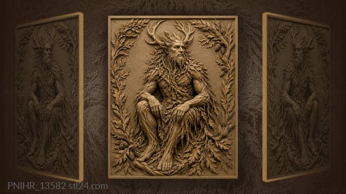 Root spirit with antlers and pine cones 3d STL model