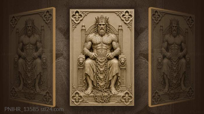 Tattooed king with chain by throne 3d STL model