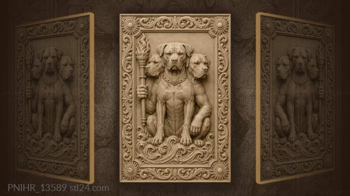 Three headed dog with torch 3d STL model