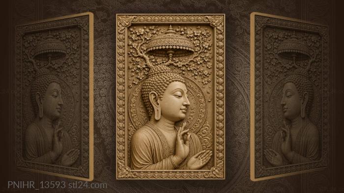 Buddha head with parasol branch 3d STL model