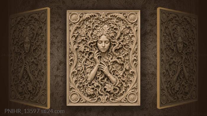 Woman among roots and leaves 3d STL model