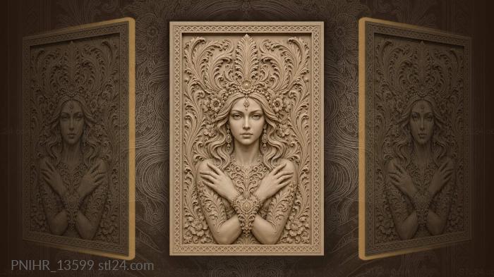 Face among feathered upward tendrils 3d STL model