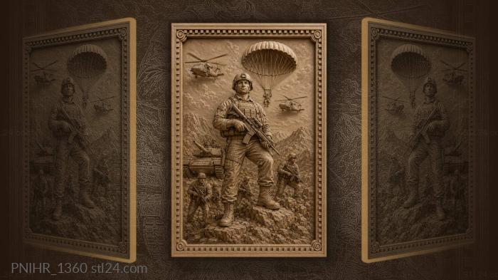 Parachute and helicopters above the rifleman 3d STL model