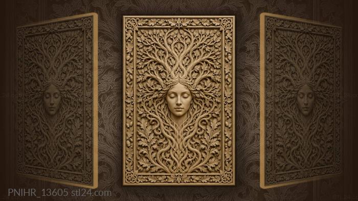 Sleeping face among roots and acorns 3d STL model