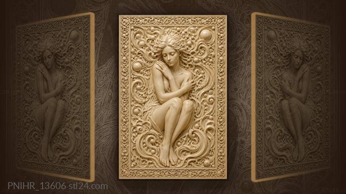 Peaceful face with swirling forms 3d STL model