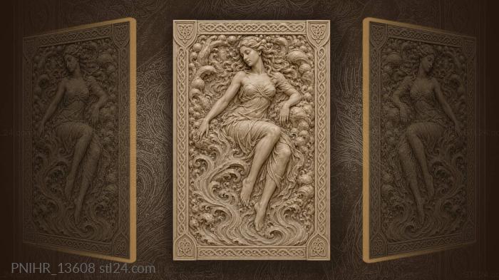 Closed eyes above the falling water 3d STL model