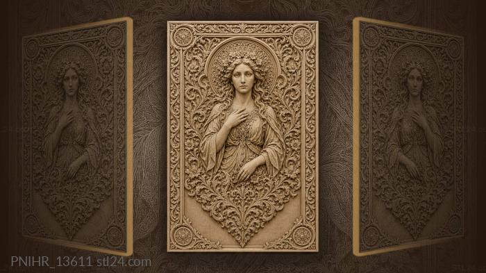 Female face among interwoven branches 3d STL model