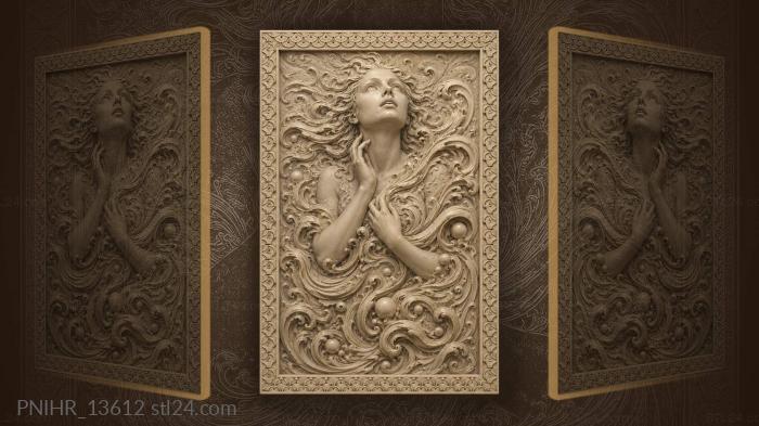 Face in a stream of hair and spheres 3d STL model