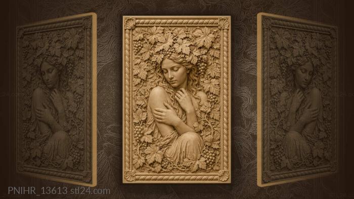 Sleeping face wrapped in leaves and berries 3d STL model