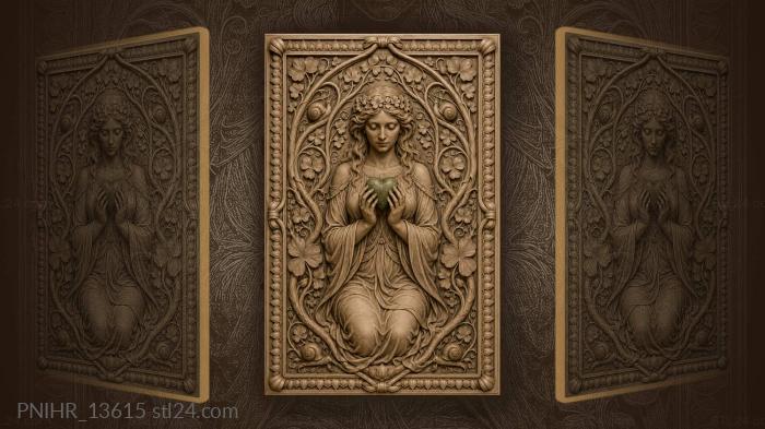 Green heart in her palms among clover 3d STL model
