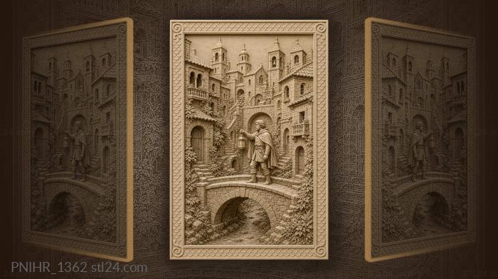 Man with a lantern on the bridge 3d STL model