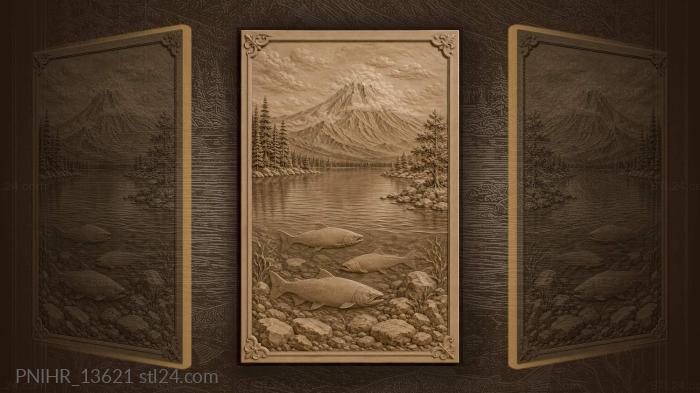 Volcano lake salmon distant peaks 3d STL model