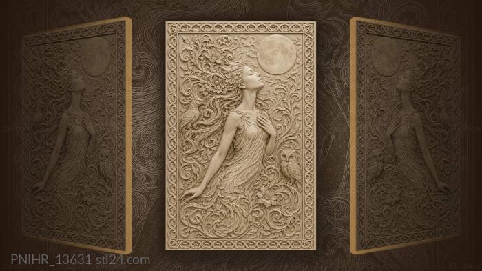 Moonlit maiden with floral hair 3d STL model