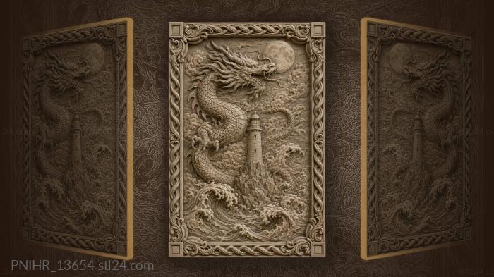 Moonward dragon surges above the stormbound beacon 3d STL model