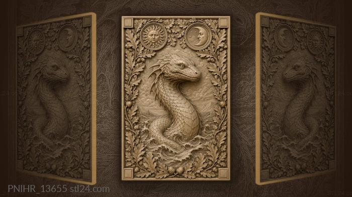 Serpent rising sun moon magic 3d STL model