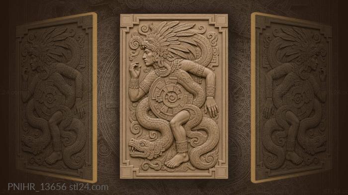 Feathered serpent with stepped circle 3d STL model