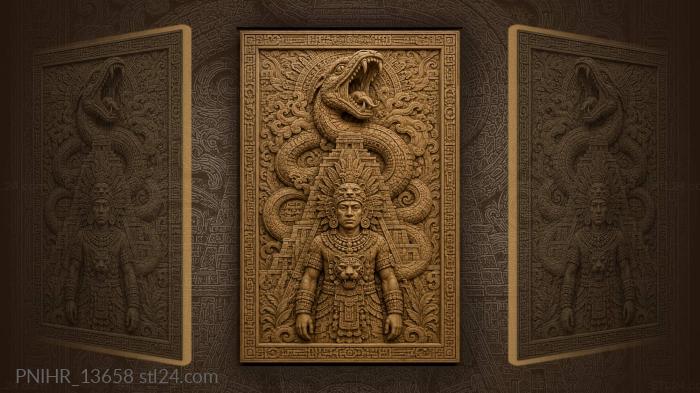 Serpent god and jaguar priest 3d STL model