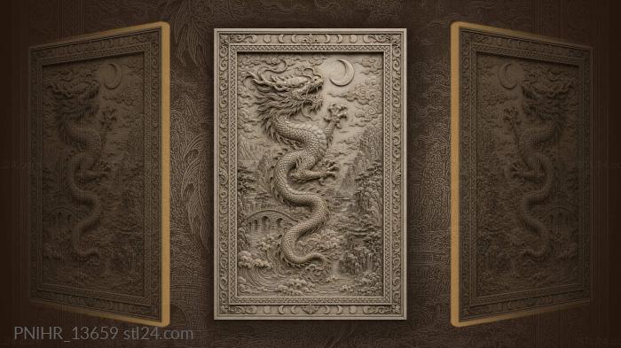 Serpent rising from mist toward the moon 3d STL model