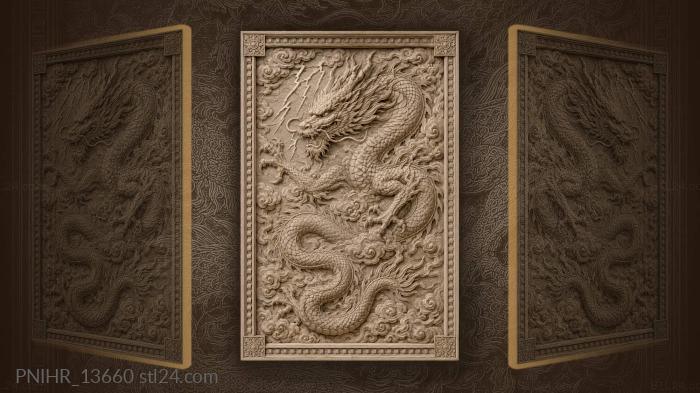Dragon in stormy swirling clouds 3d STL model