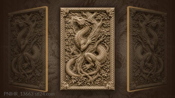 Dragon and ancient twisted tree 3d STL model