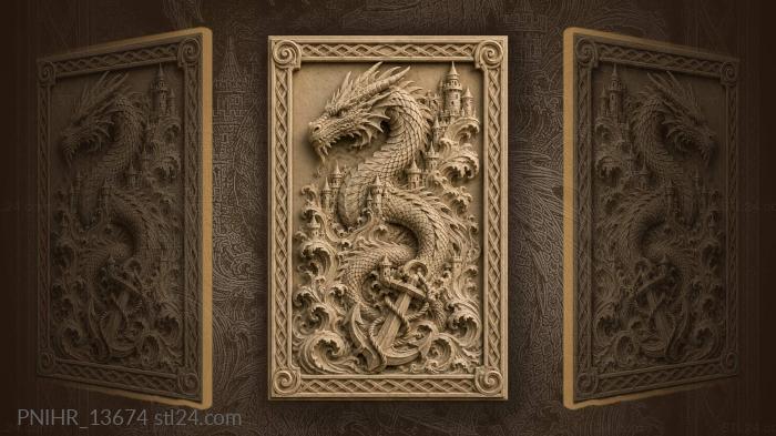 Turreted dragon coils an anchor through breakers 3d STL model