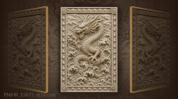 Dragon rising from stormy sea 3d STL model