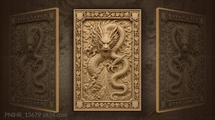 Dragon and mountain vineyard border 3d STL model