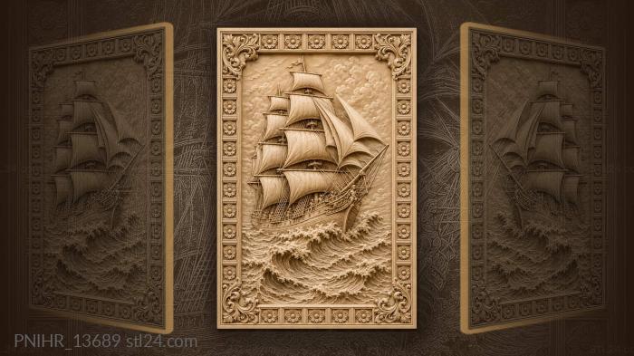 Sails billowing over steep wave crests 3d STL model