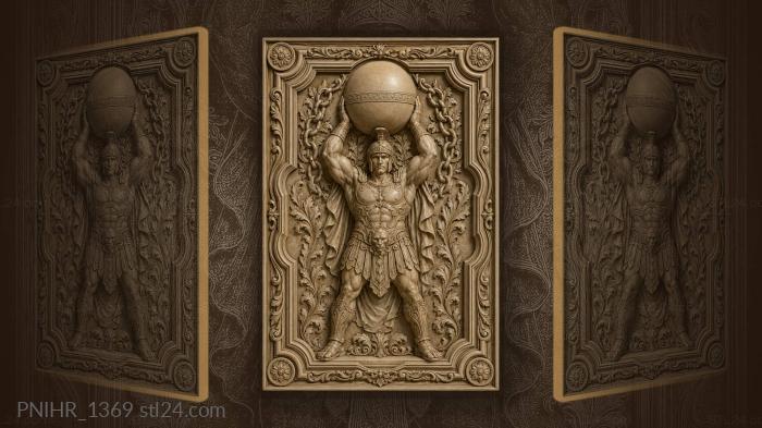 Armoured man lifting a great sphere overhead 3d STL model