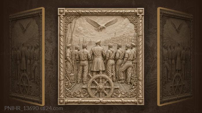 Crew looking toward a harbour town 3d STL model