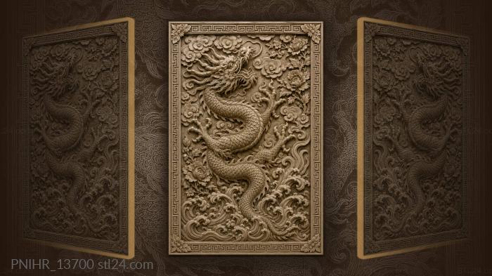 Dragon rising out of waves 3d STL model