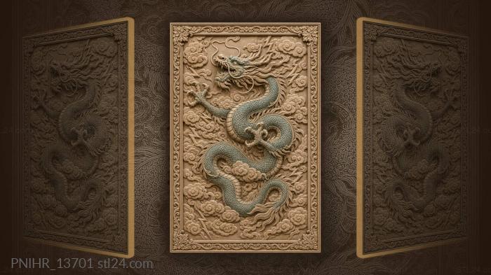 Whiskered serpent among clouds and lightning 3d STL model