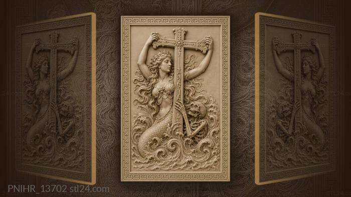 Siren ship cross watery depths 3d STL model